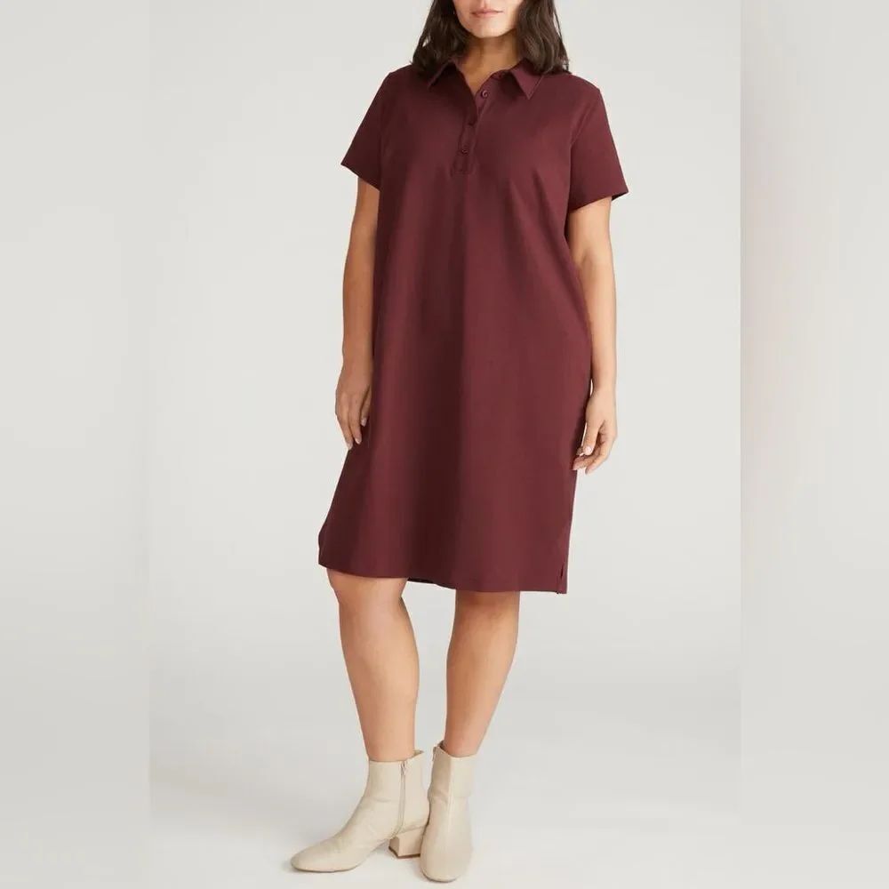 Universal Standard Varsity Short Sleeve French Terry Polo Dress Size 3XL